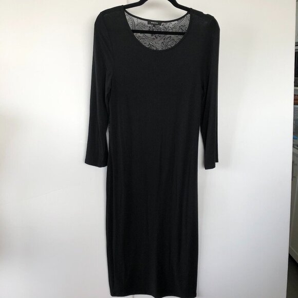 ARITZIA's BABATON Lace Back BodyCon Midi Black, Modal Jersey Long Sleeve US L - Picture 11 of 16
